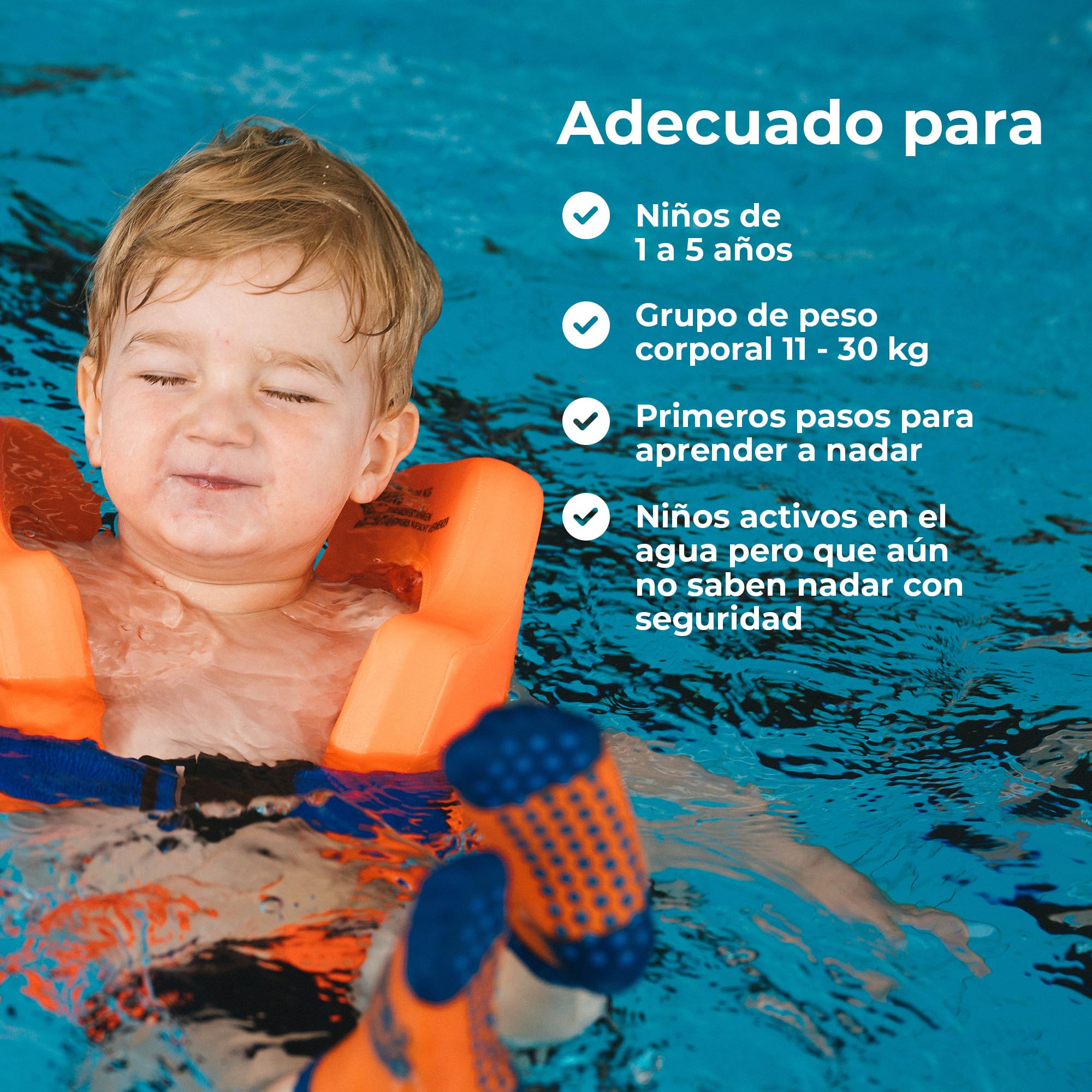 Chaleco Salvavidas Flipper SwimSafe 1400 para Niños 11-30 kg, Espuma, Ajustable