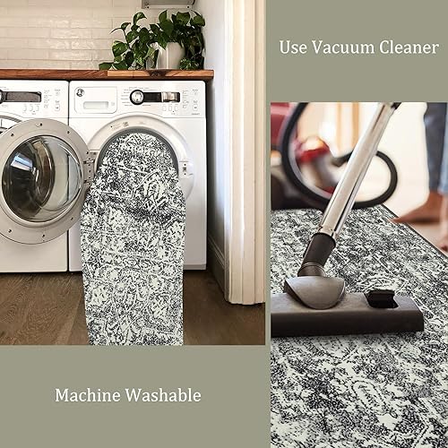 Miniatura 3 de Morebes Alfombra bohemia de 4 x 6 pies para sala de estar, antideslizante, lavable a máquina, con medallón vintage, resistente a las manchas, suave