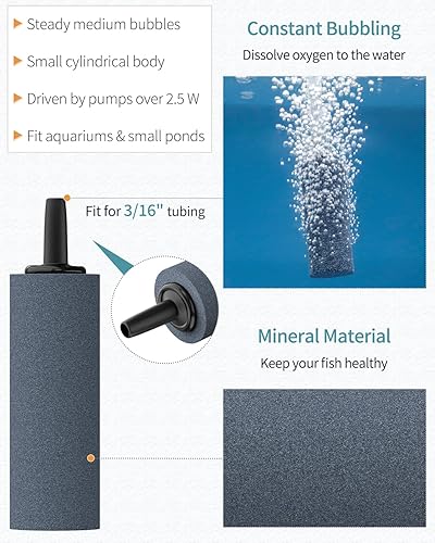 Miniatura 4 de Pawfly Acuario Air Stone Bubbler - Herramienta cilíndrica de liberación de burbujas de 2 pulgadas, difusor de oxígeno para bomba de aire, cubeta de