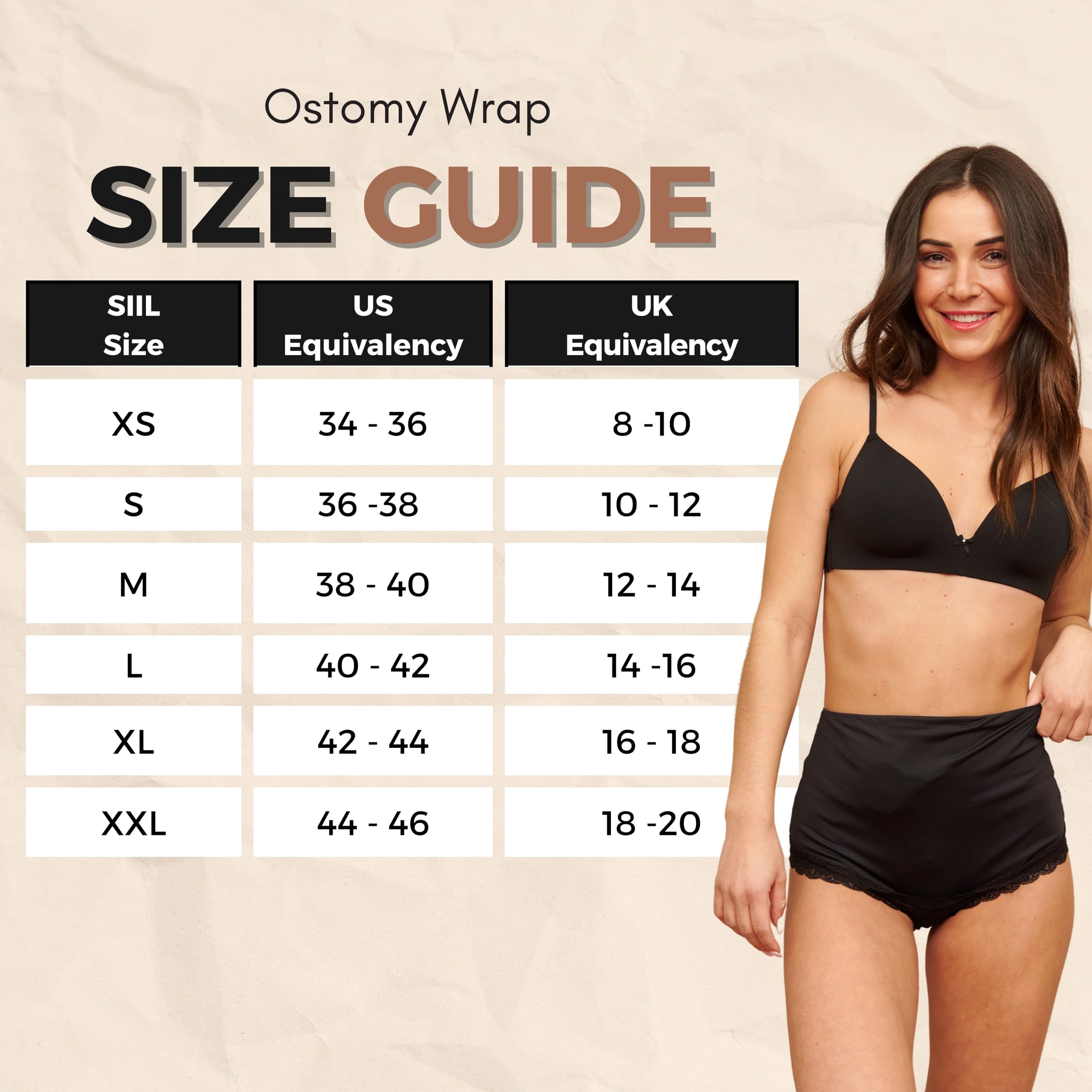 SIIL Slip per stomia Sofía Nera Ostomy Panties | Coprisacca per colostomia | Supporto per la Schiena per colostomia | Coprisacca per stomia | 22771 | X-Large