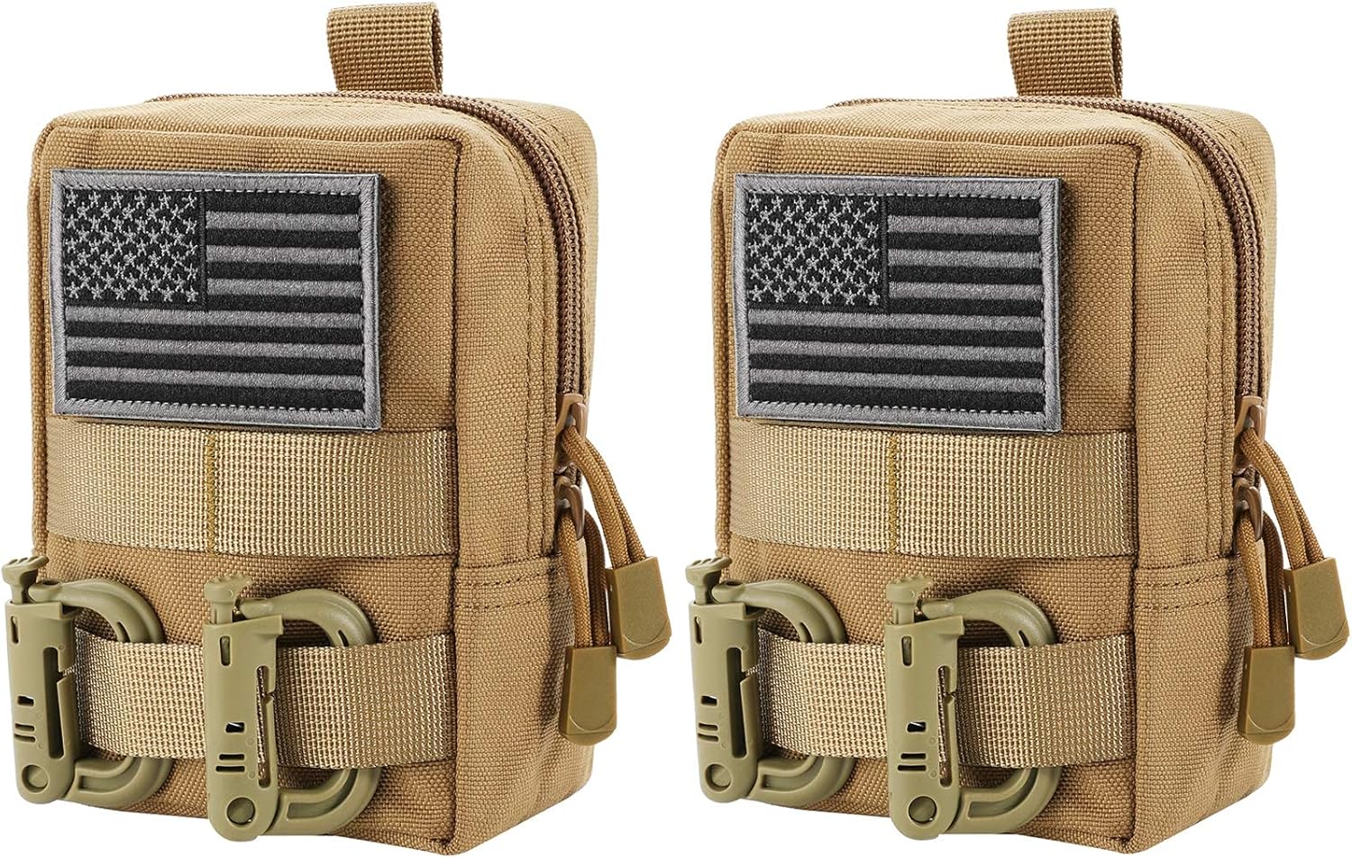 2 Pack Molle Pouches & 2 Pack Tactical Molle Drawstring Magazine Dump Pouches & 2 Pack Tactical MOLLE Water Bottle Pouches