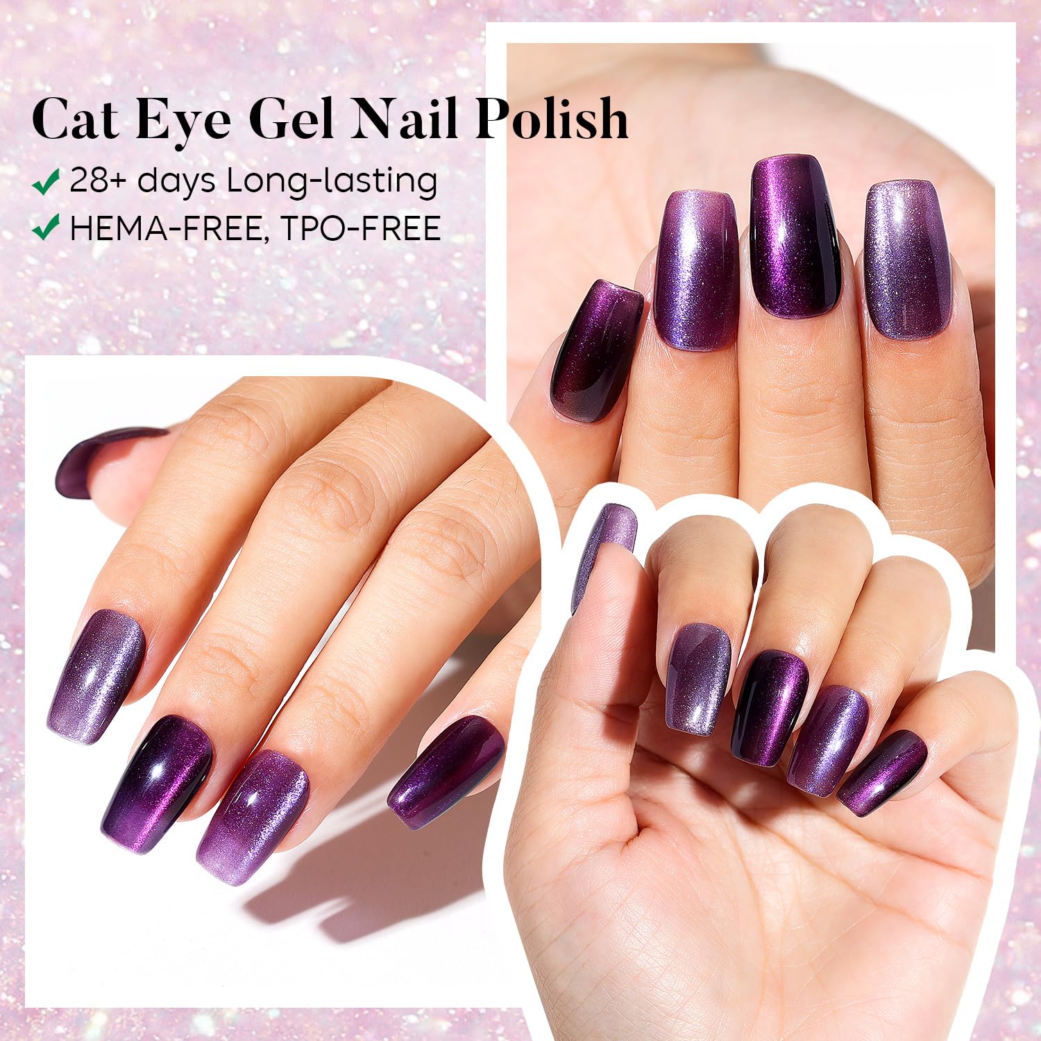 AIMEILI Cat Eye Gel Nail Polish U V LED Hema Free Cruelty Free Vegan Gel Polish Colors for Nail Art Kit Set Of 6pcs X 10ml - Kit Set 70