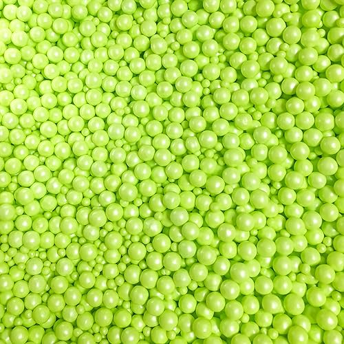 Miniatura 2 de Cuentas comestibles grandes y mini perlas de azúcar, pasteles, cupcakes, galletas, postres, decoración de dulces de azúcar, perlas – 4 onzas (verde