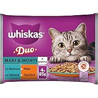 WHISKAS DUO Cibo Umido in Gelatina per Gatti Adulti 4x85g Mari & Monti