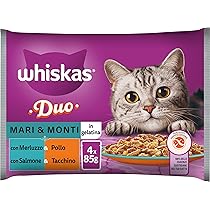 Whiskas Duo Mare e Monti, 1+ Anni, Cibo Umido per Gatto, 13 Confezioni ognuna da 4 bustine da 85g (52 Bustine in Totale)