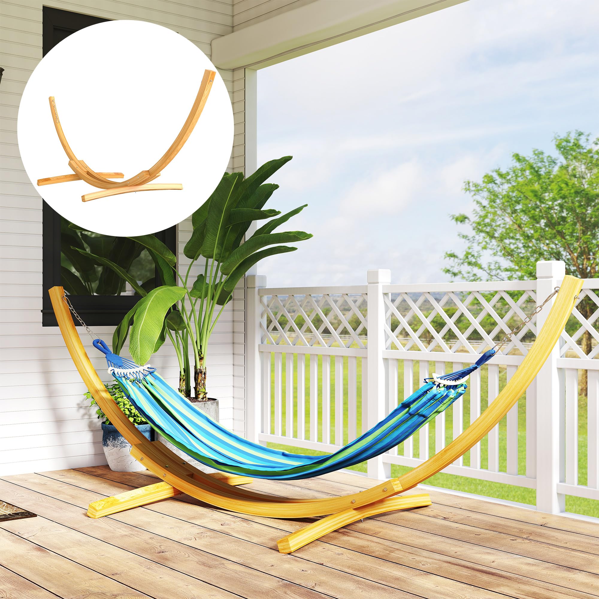 Outsunny Soporte para Hamaca de Madera 325x120x118 cm Estructura para Hamaca Carga 120 kg para Jardín Terraza Balcón Natural