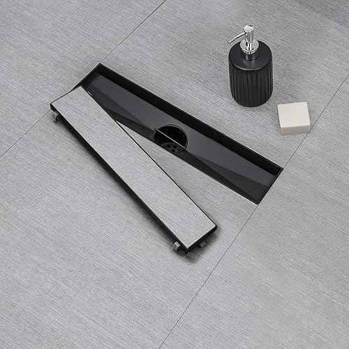 Vista 57 de SaniteModar Drenaje lineal de ducha de 24 pulgadas con inserto de azulejos 2 en 1, drenaje lineal de ducha cepillado de acero inoxidable 304