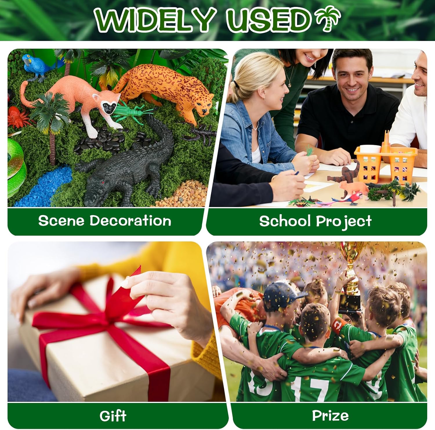 Draupnir Rainforest Animals Figures 47 Pcs Rainforest Diorama Kit Realistic Diorama Box Habitat Project Box Set Animals Model Scenery Kit DIY Crafts