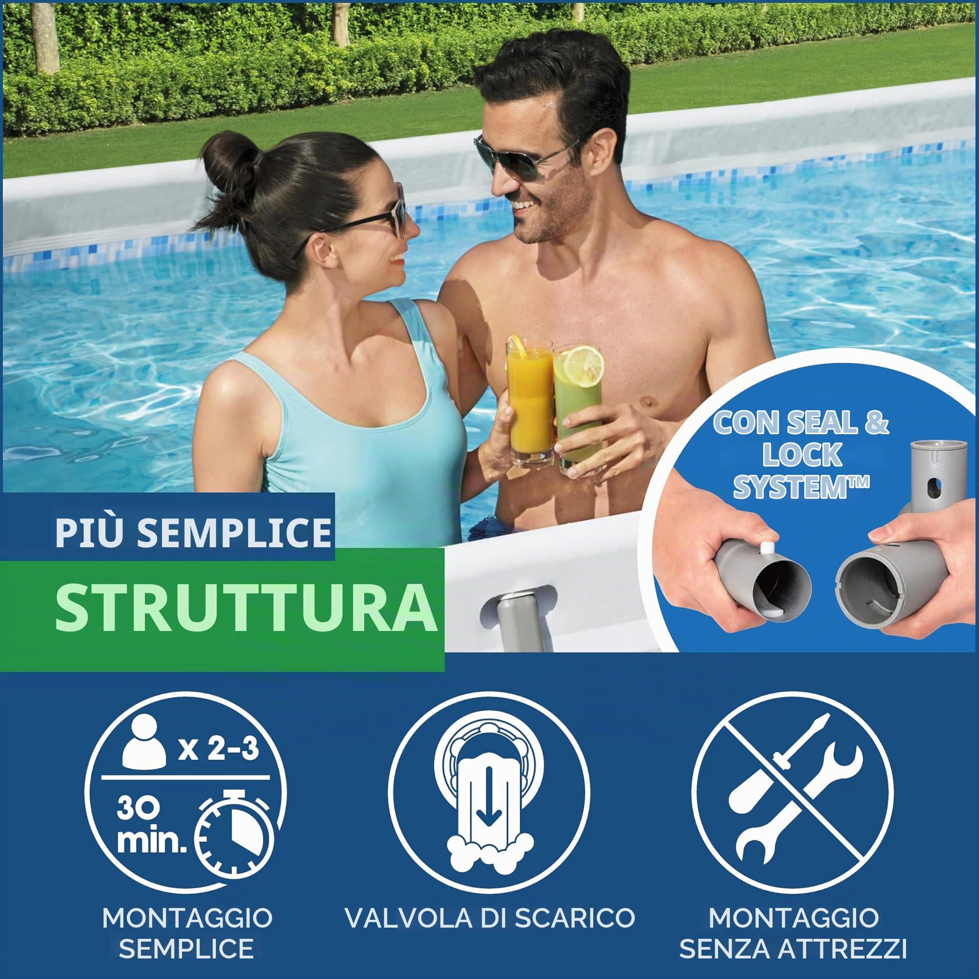 Bestway 5616P Piscina Fuori Terra Solo Struttura Power Steel™ da 412x201x122 cm in Grigio