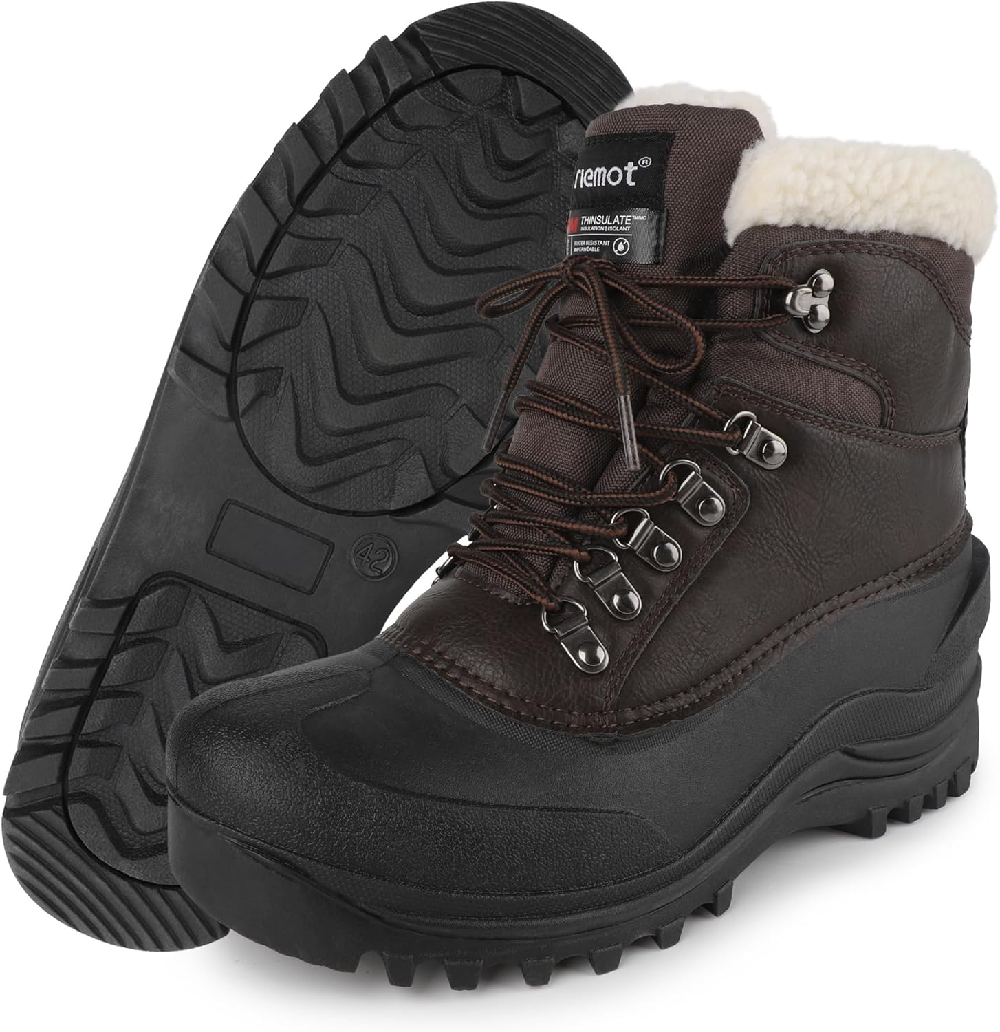 riemot Women's Men's Winter Snow Boots Waterproof Outdoor Boot Comfortable Anti-slip Warm Fur Collar Shoe for Hiking Walking Camping Lace-up Shoes US 5-14 - Image 7