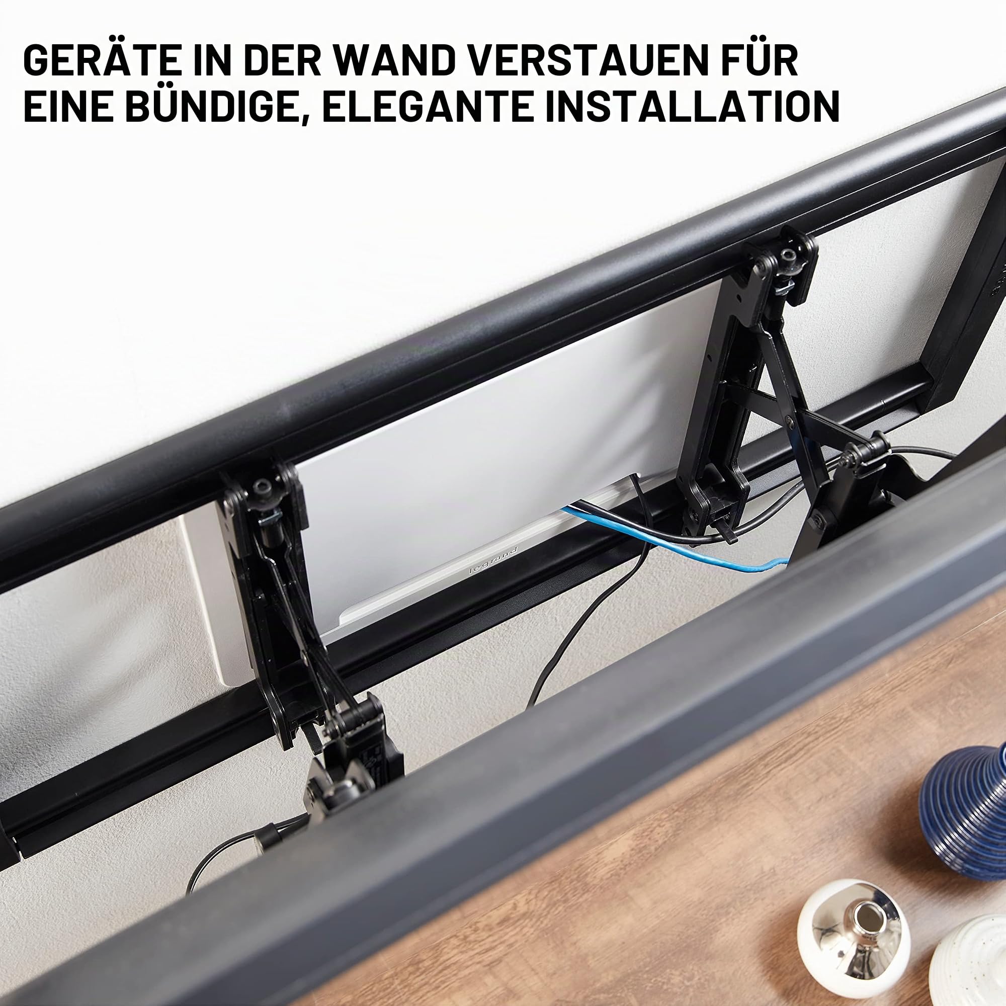 Legrand - OnQ Cable Management, strukturiertes Mediengehäuse, Wandeinbaugehäuse, TV-Heimkino-Box, versenkte Aufbewahrungsbox, vielseitig einsetzbar, 9 Zoll, Weiß (ENP0900-NA)