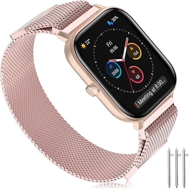 Strap Amazfit GTS/Galaxy Watch5 40mm Strap, 20mm Mesh Stainless Steel Watch Band Double Magnet Strap for Galaxy Watch4 Classic 42mm/Amazfit GTR 42mm/Amazfit Bip/Amazfit GTS 2/GTS 2 Mini/GTS 2e/GTS 3
