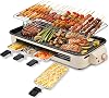 Parrilla eléctrica Pukomc 2 en 1 con rejilla y plato antiadherente removible, control de temperatura, apta para lavavajillas, 1800W, plancha sin humo grande 1