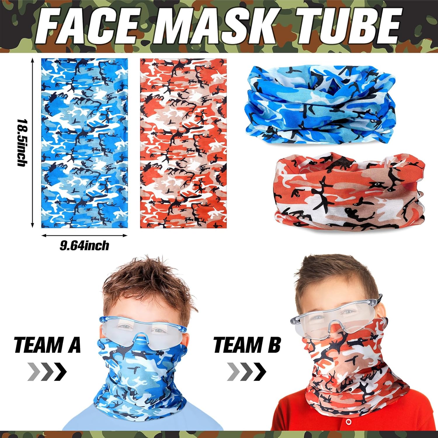 Seenelling 12 Set Tactical Party Supplies Gun Themed Party Favors Kit Included Toy Guns, Wrist Belt Band, Foam Bullets, Safety Glasses, Face Mask Birthday Gift (Blue,Red)
