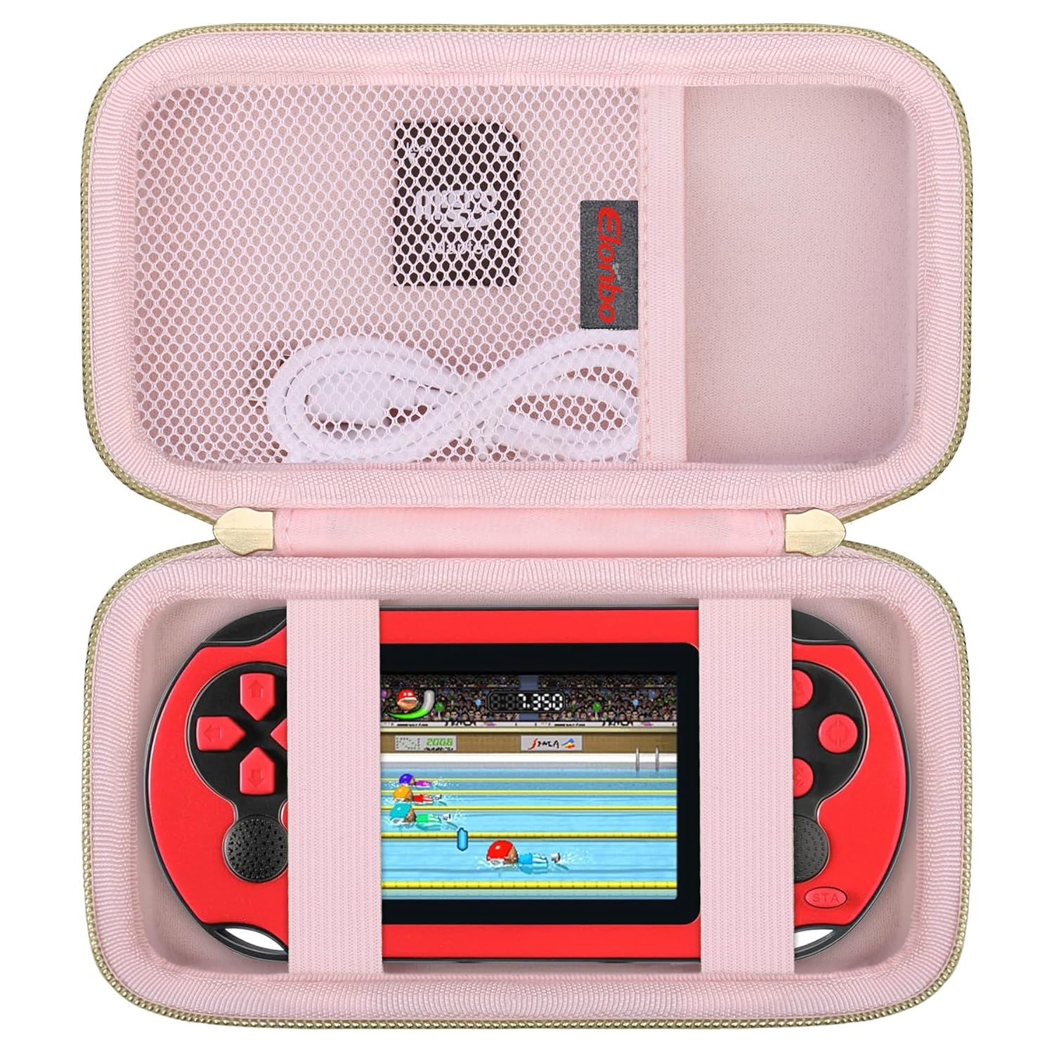 Elonbo Carrying Case for TaddToy/WELLST·G/Beijue/FAMILY POCKET/CCTU/X- JOYKIDS/GREENCREEK/Beico/KAVOYI/GuaiyeyeAP/TEBIYOU Handheld Game Console, Portable Electronic Gaming Player Bag, Pink