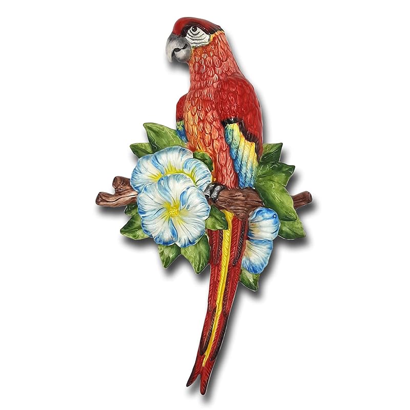 Italian Ceramic parrot wall hanging Parrot wall decor for