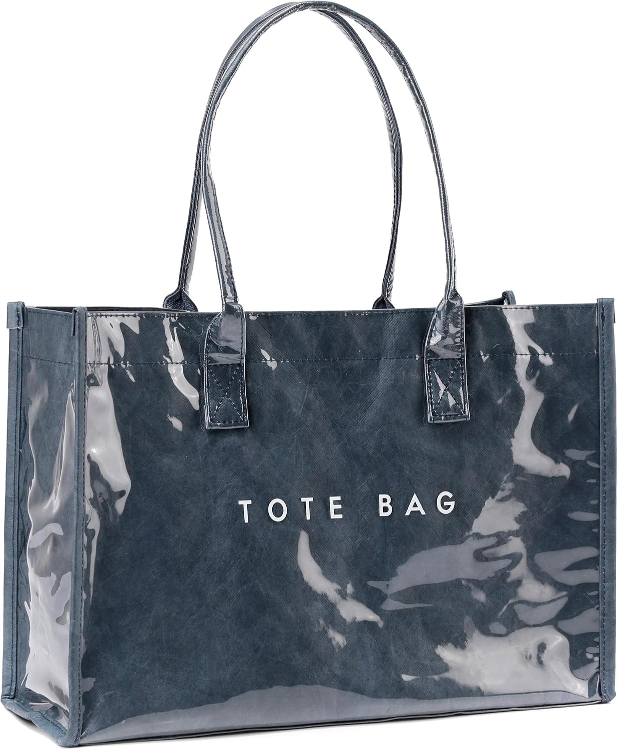 Upgrade PVC Tote Bag Purse for Women, Large Kraft Paper Work Handbags/Waterproof & Lightweight/for Shopping Beach