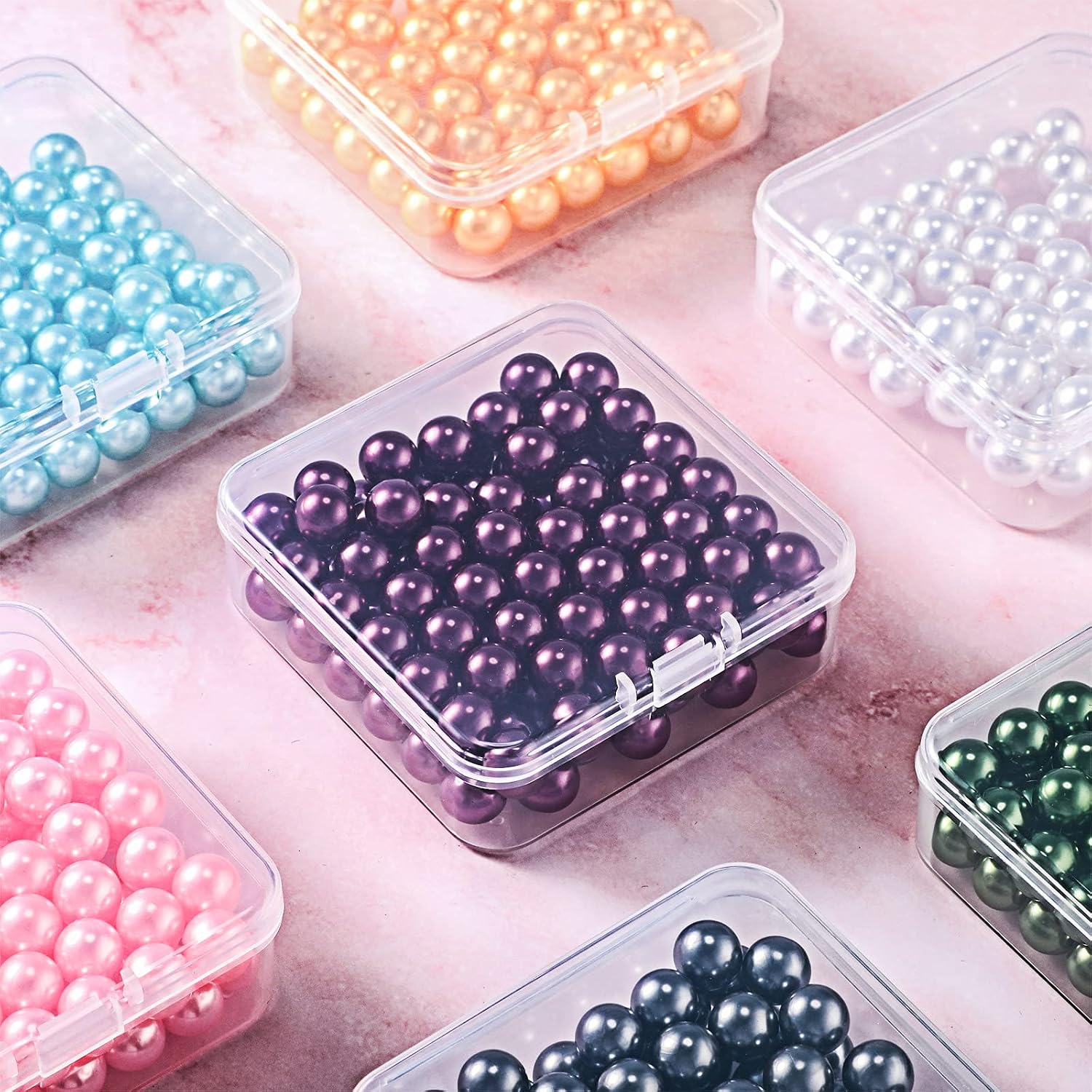 48 Packs Clear Small Plastic Containers Transparent Storage Box with Hinged Lid for Small Items Crafts Jewelry (2.9 x 2.9 x 1 Inches)