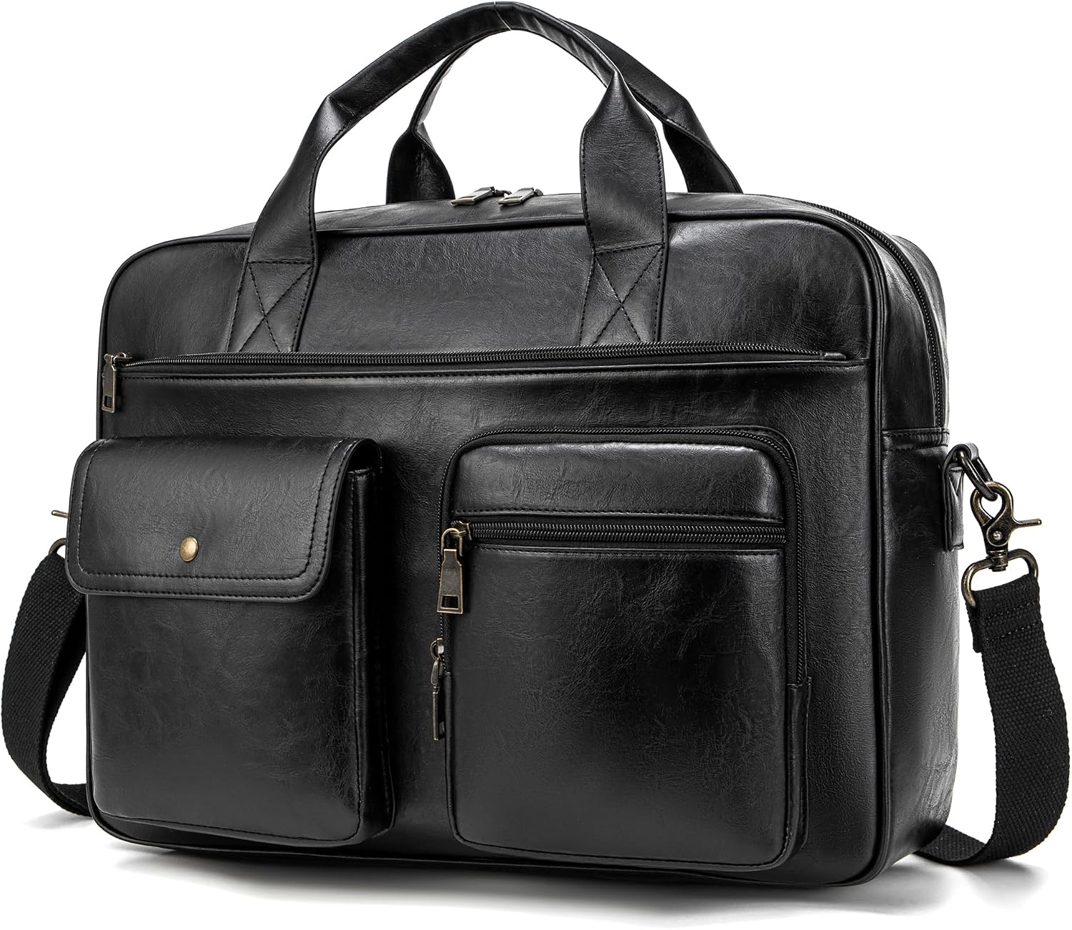 Briefcase for Men 15.6 Inch Laptop Messenger Bag Faux Leather Multi-Pocket Business Work Bag Waterproof Office Travel Tote