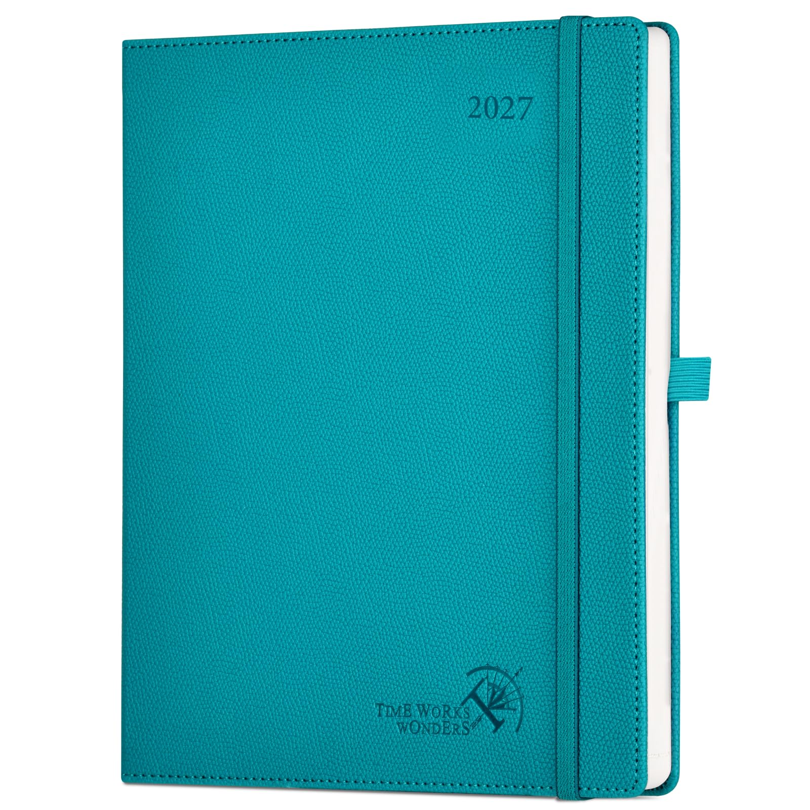 POPRUN A4 2027 Diary Week To View Pu Hardback Weekly Planner Horizontal