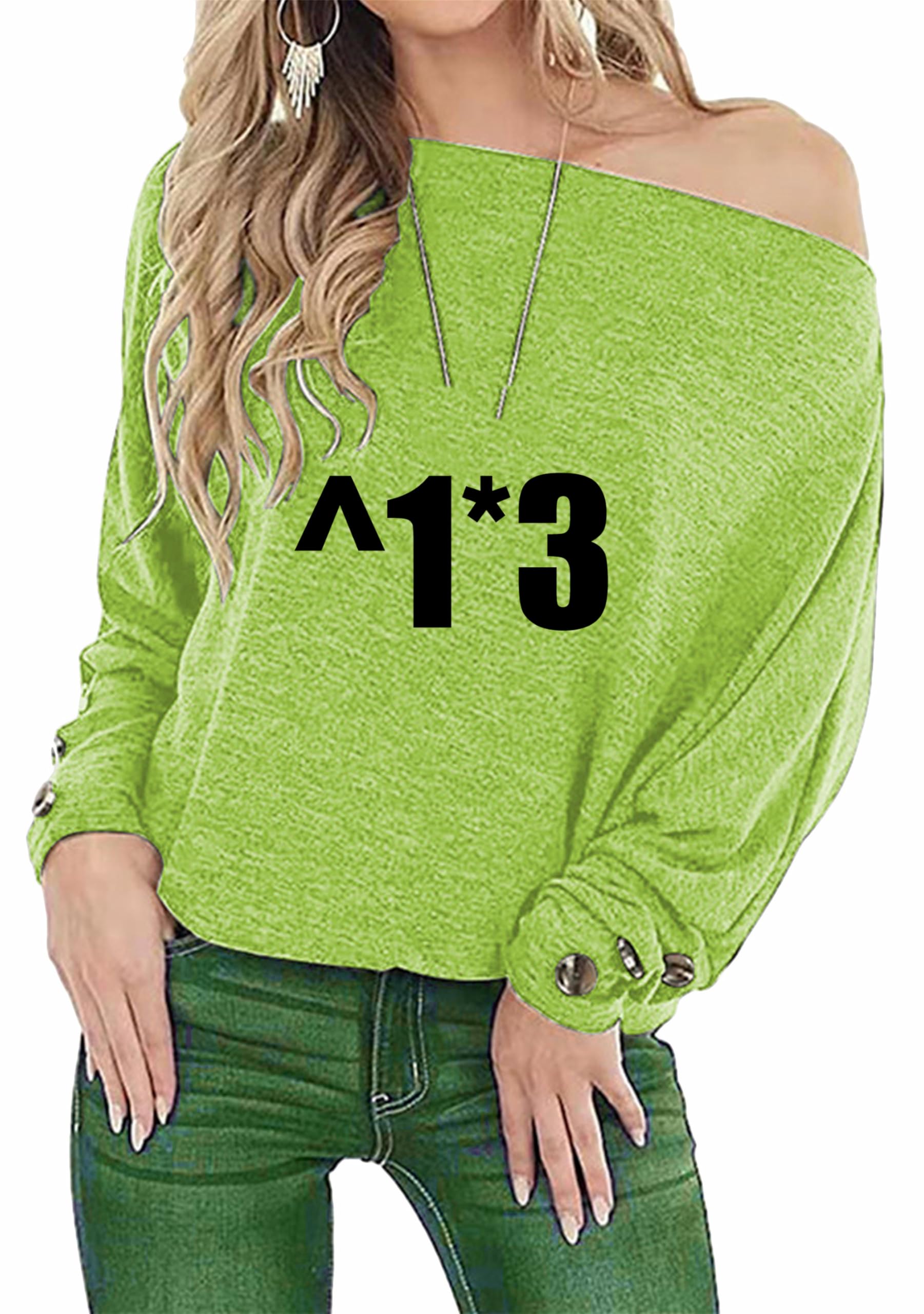 Donne Maniche Lunghe Maglietta Una Spalla Sexy Maglietta Cuffs Button Design Top 13