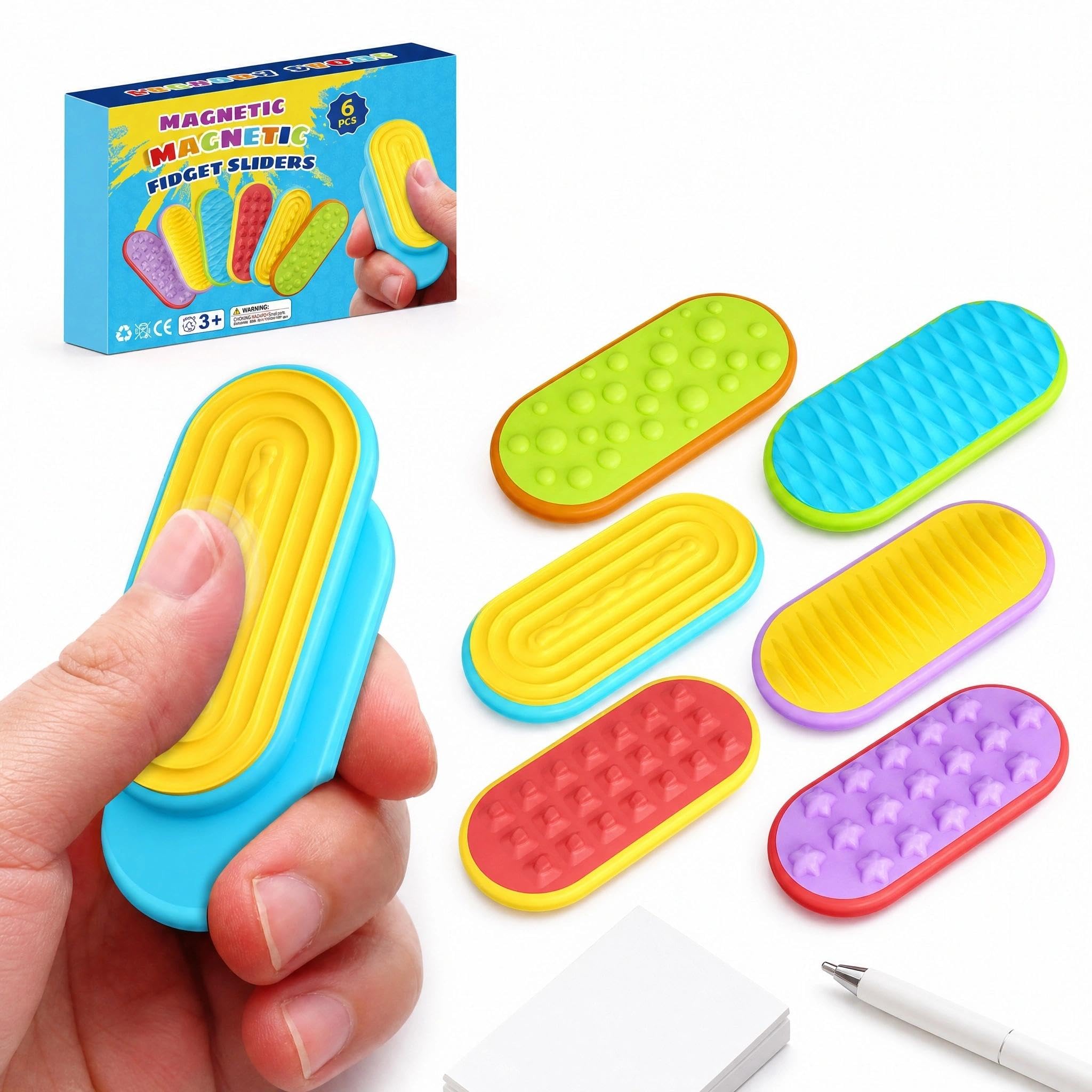 Magnetic Textured Fidget Sliders Soft Silicone Desk Toy for Calm