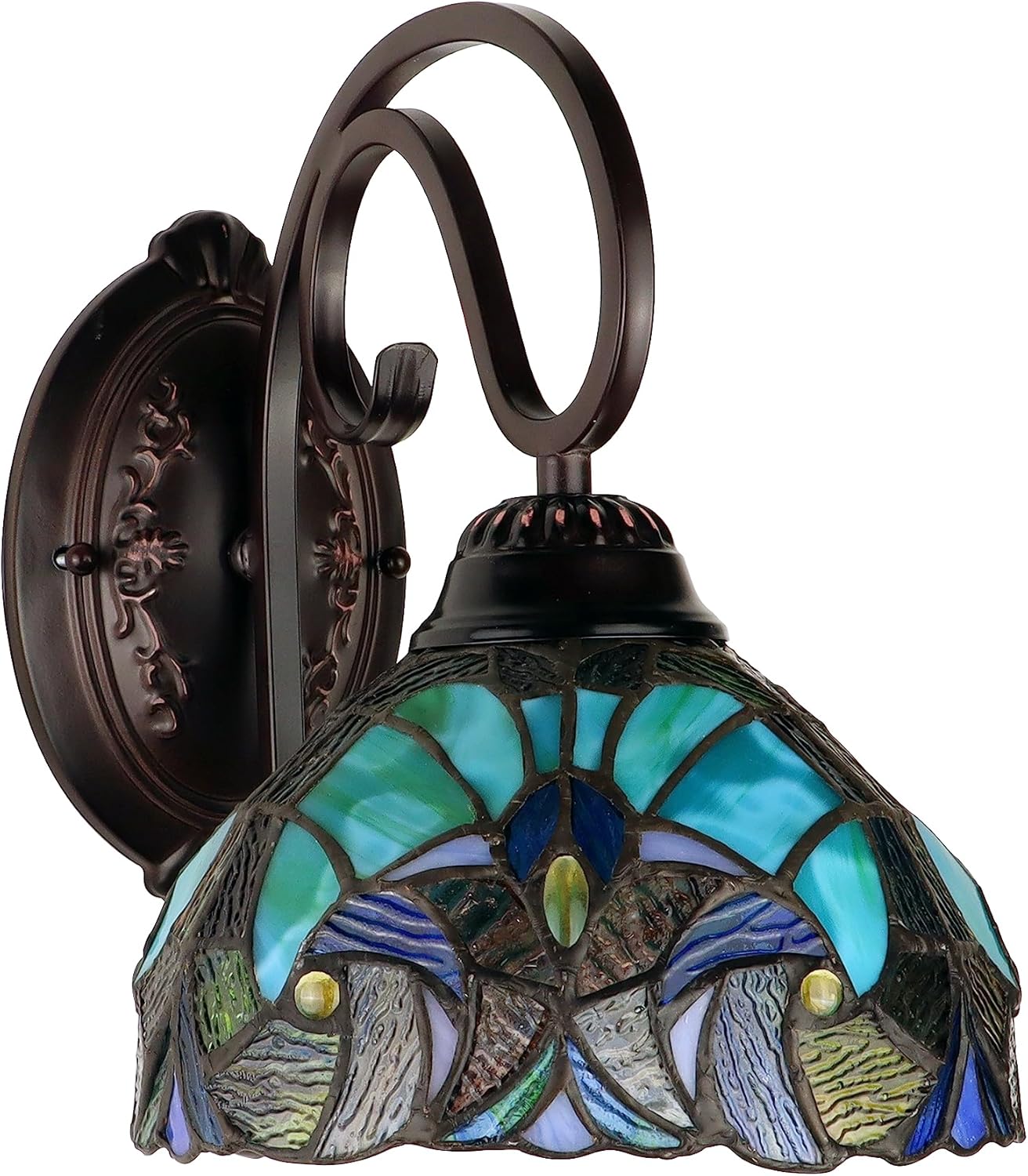 Chloe Lighting Liaison Victorian-Style 1-Light Antique Dark Bronze Finish Wall Sconce 8" Shade