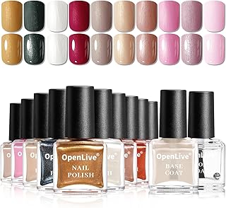 Glitter Nail Polish Set, 10 Color With 2PCS Base and Top Coat Nail Polish