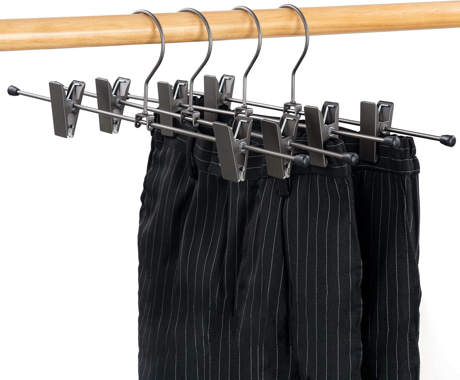 13.7" Grey Black Metal Heavy Duty Metal Clips Pants Hangers Trousers Skirt Hangers Slack Hangers 60Pack