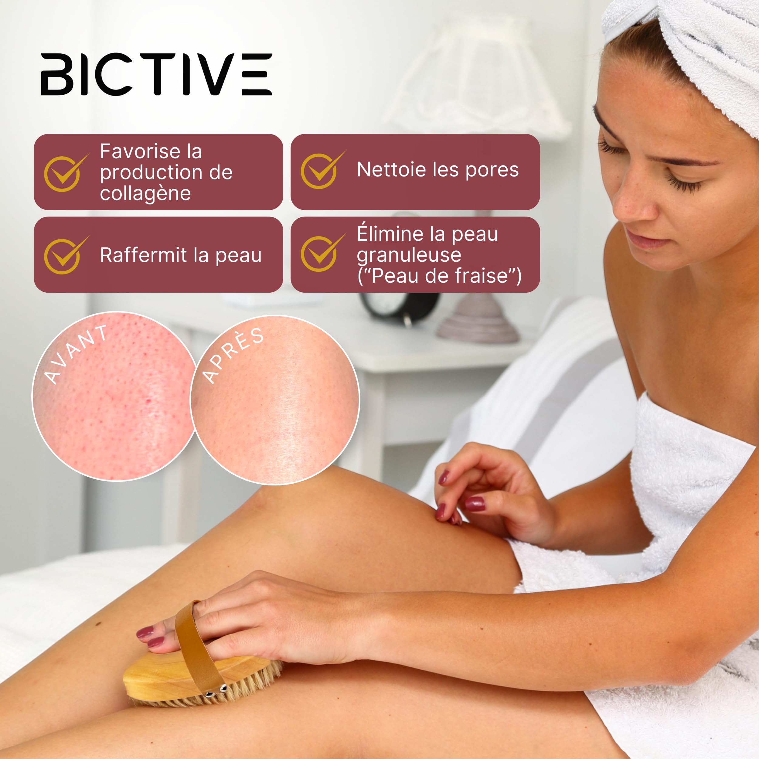 Kit Premium de 2 Brosses de Corps à Sec avec Poils Naturels. Brosse Exfoliante pour le Corps. Brossage à Sec de Cellulite, Drainage Lymphatique, Circulation & Éclat de la Peau. Dry Brush