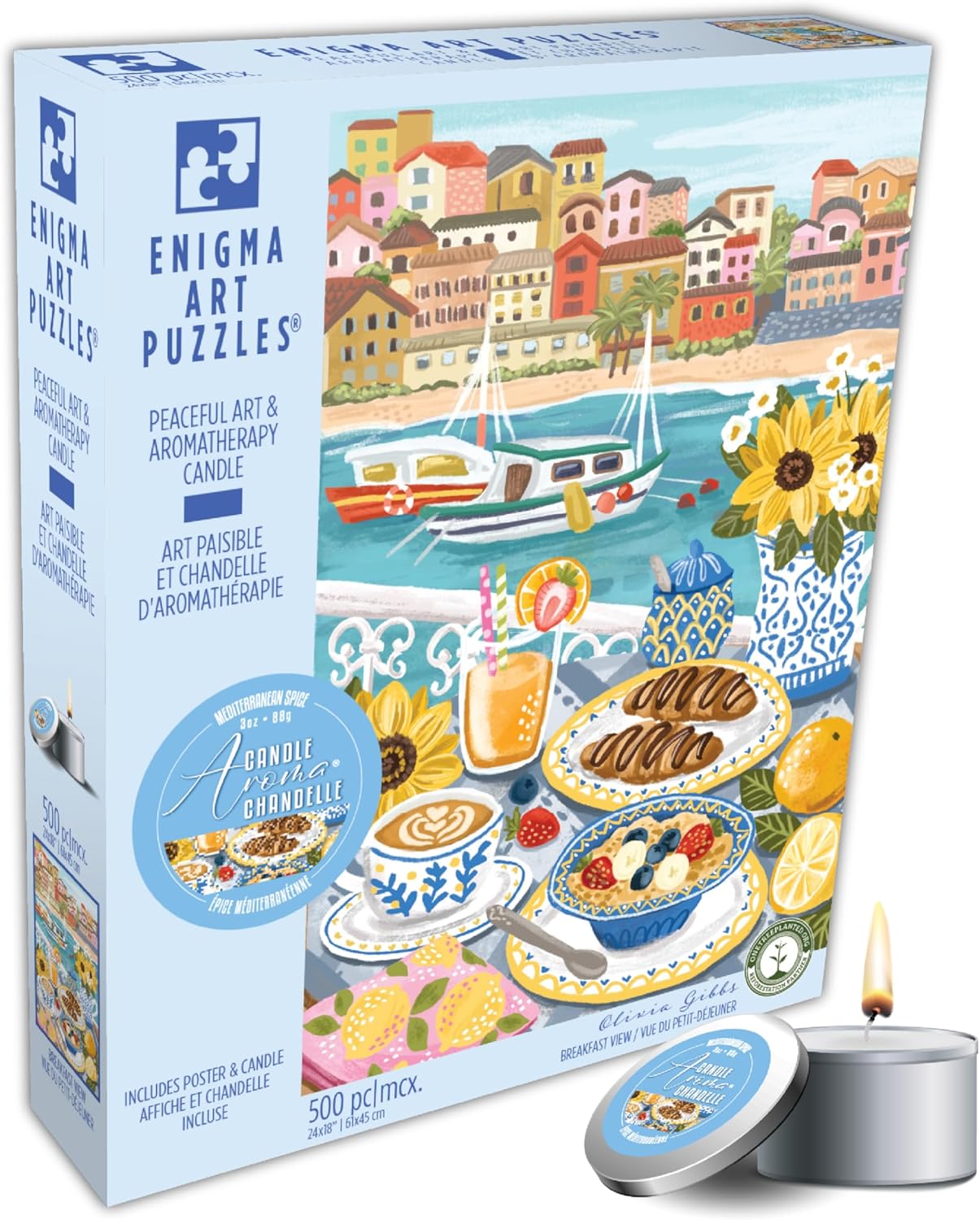 500 Pc Aromatherapy Puzzle Olivia Gibbs Breakfast View 24x18 – Hard and Challenging for Adults, Difficult Puzzle, Relaxing Scenic Design, Leisure Activity Gift
