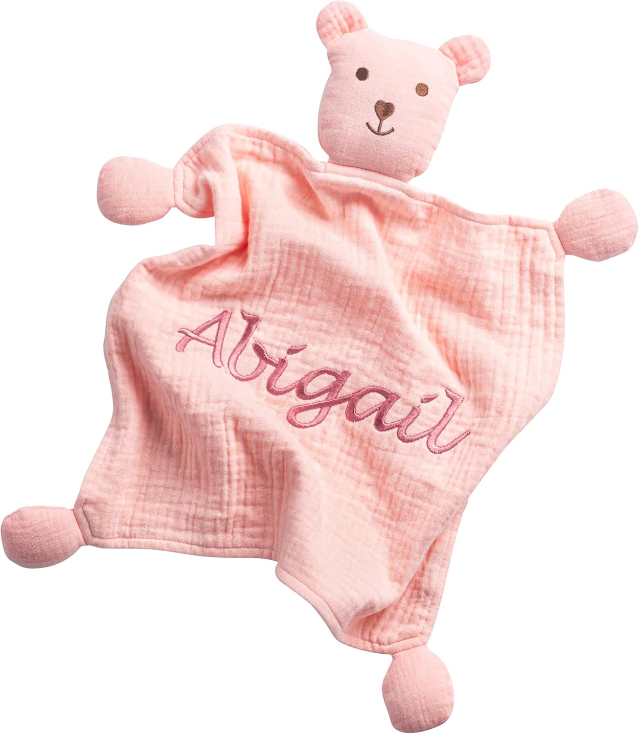 berry bebe Personalized Baby Blanket Lovey, Custom Embroidered Name Security Blanket, Cute Teddy Bear Lovie Personalized Baby Gifts for Newborn Girl, Monogrammed (Blue Lovey)