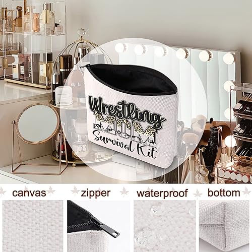 Miniatura 6 de LEVLO Bolsa de cosméticos para mamá de lucha, regalo de lucha libre, kit de supervivencia para mamá, bolsa con cremallera, bolsa de mercancía de