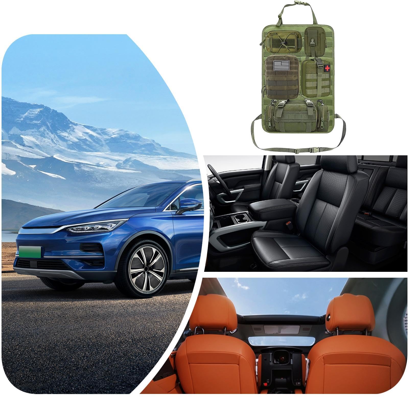 Organizzatore di auto sul sedile, organizzatore del sedile posteriore per | di fibbia regolabile in nylon 600D, da viaggio multifunzionale per SUV per auto, cami