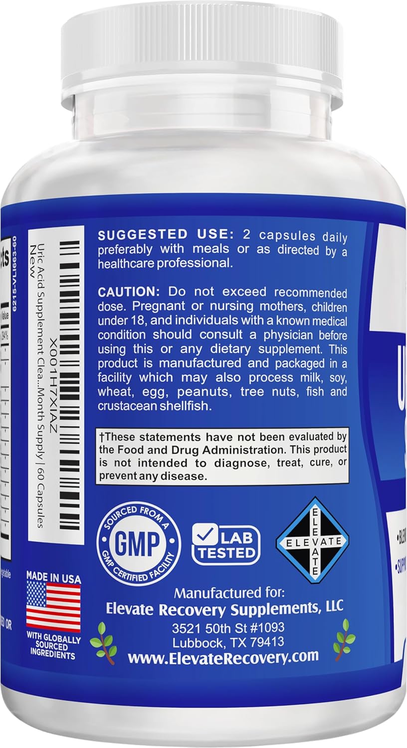 Uric Acid 14-in-1 Support Supplement | 1-Month Supply | Uric Acid Health Supplements | 60 Capsules