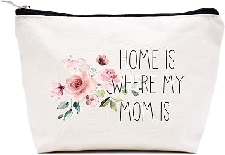 Home Is Where My Mom Is - Makeup Bag Cosmetic Bag Travel Pouch Gift from Daughter â€“ Mothers Day Christmas Birthday Gifts for Mom,Mother In Law,New Mother - I Love You Mom