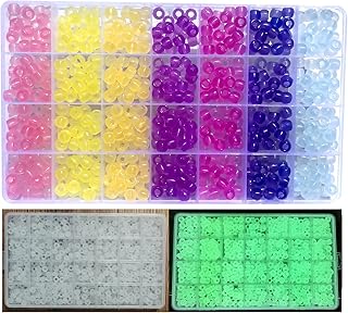 Amaney 700 Pcs Pony Beads, UV Beads,Glow in The Dark Beads for Bracelet Necklace Jewelry Making