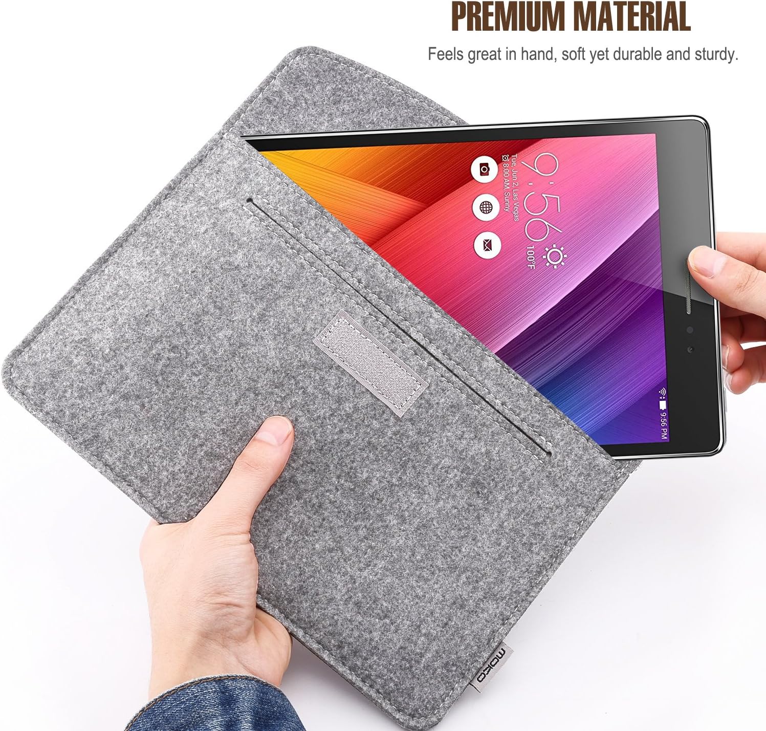 MoKo 7-8 Inch Sleeve Bag, Portable Carrying Protective Felt Tablet Case Cover Fits with iPad mini (A17 Pro) 8.3" 2024, iPad mini 6/5/4/3/2/1, Galaxy Tab S2, Tab A 8.0, ZenPad Z8s 7.9, Light Gray - Image 5