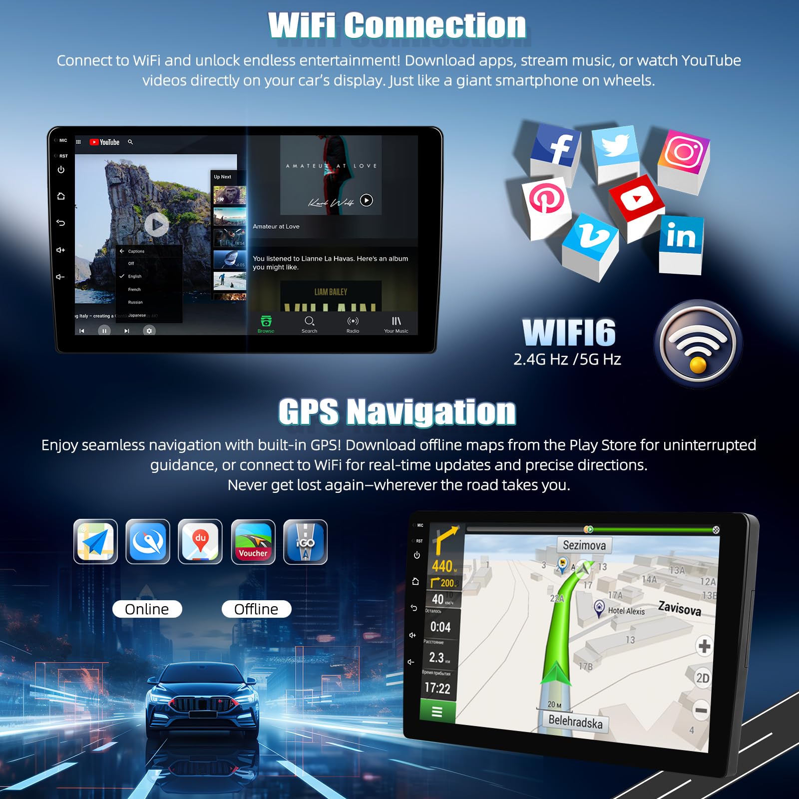 SIXWIN Qualcomm 8 Core 4+64G Android 15 für Mercedes Benz Smart Fortwo 2005-2010 Autoradio mit CarPlay/Android Auto/DSP,9 Zoll Touchscreen mit WiFi6 GPS Bluetooth FM/RDS EQ+Rückfahrkamera