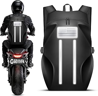 Motorcycle Backpack, Waterproof Helmet Backpack | Reflective Flag & Strips, 40L Large Bag with Laptop Pocket, Perfect for Travel, Daily Commute, Office Trips & Outdoor Riding