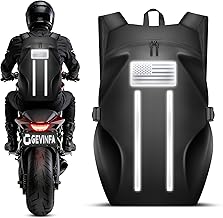 Motorcycle Backpack, Waterproof Helmet Backpack with Reflective Strips & Reflective Flag, 40L Large Bag with Laptop Pocket, Perfect for Travel, Daily Commute, Office Trips & Outdoor Riding