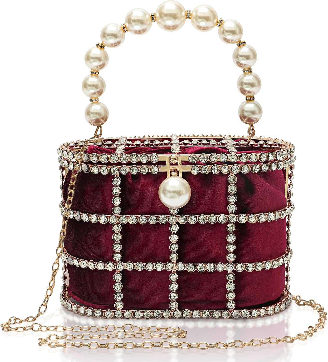 CARIEDO Evening Handbag Women Clutch Purses with Pearl Diamonds for Wedding Prom Birthday Party Dinner Accessories | with Pearl Diamonds, for Wedding, Prom, Birthday Party, Dinner, Accessories