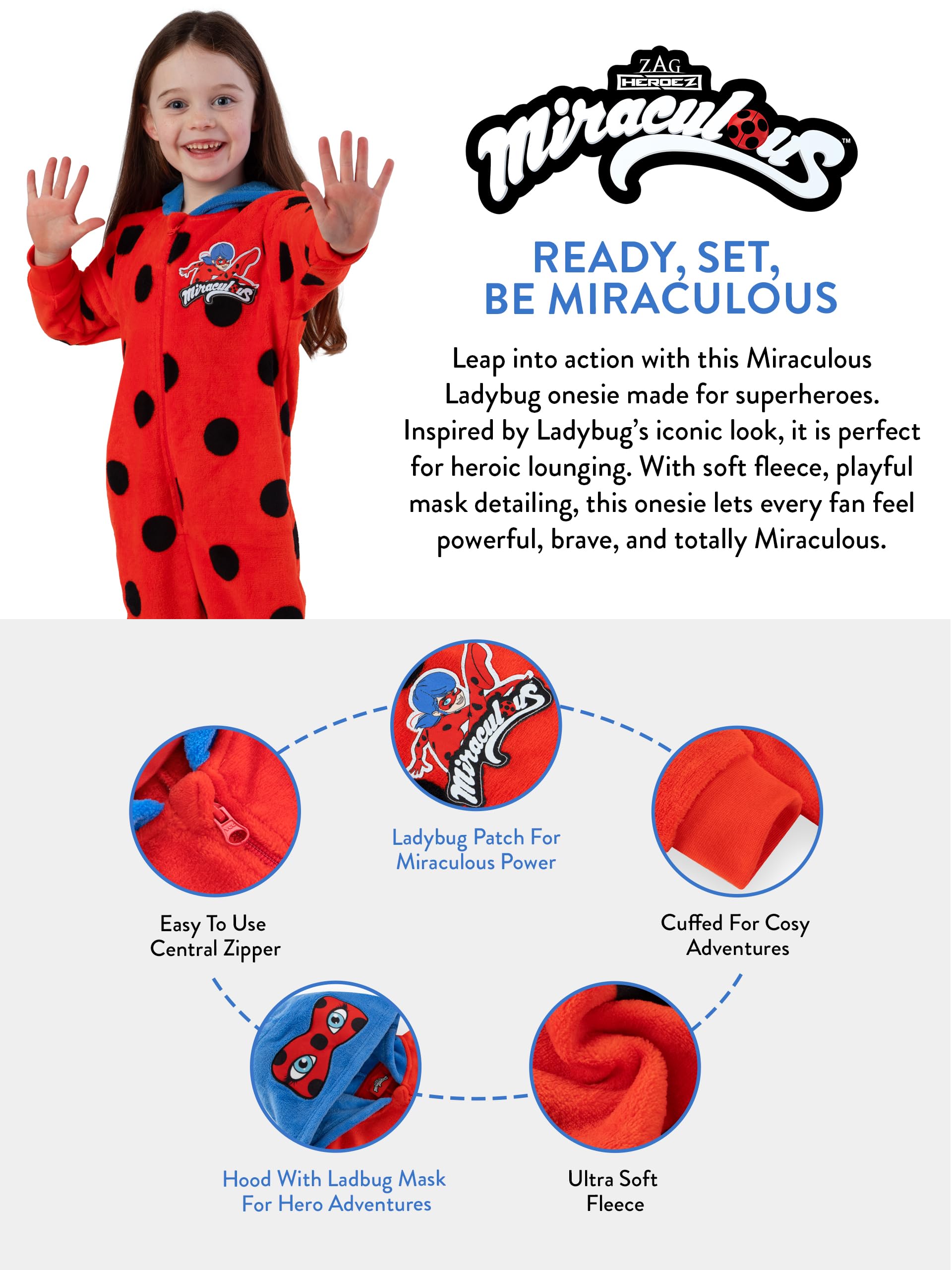 Miraculous Combinaison Fille, Combinaison Ladybug pour Enfant, Combinaisons Enfant en Polaire