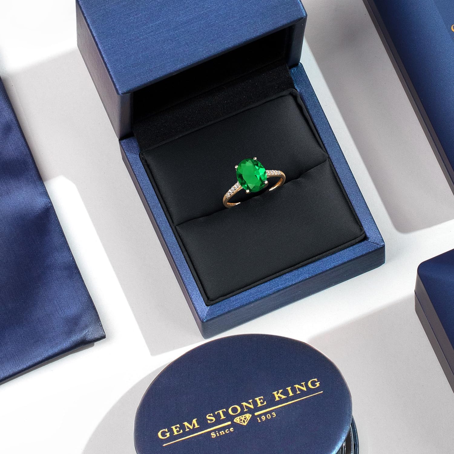 Gem Stone King 2-3 Cttw Oval Gemstone Birthstone and White Diamond Engagement Ring for Women | 10K Yellow Gold | Yellow Gold Ring For Women | Oval 10X8MM | Available in Size 5-9