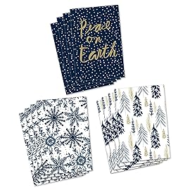 Hallmark Medium Christmas Gift Boxes with Lids (12 Shirt Boxes, White Snowflakes and Stripes on Kraft) for Holiday Parties, Winter Weddings, Bridal Showers