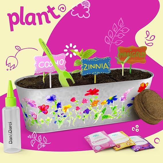 Paint & Plant Flower Growing Kit for Kids - Fun Gardening Kits - Gift Ideas | Birthday Gift Ideas for Girls & Boys Age 5 6 7 8 9 10 11 12 Year Old - Craft Kit for Kids - Art Projects for Ages 5-12 Years