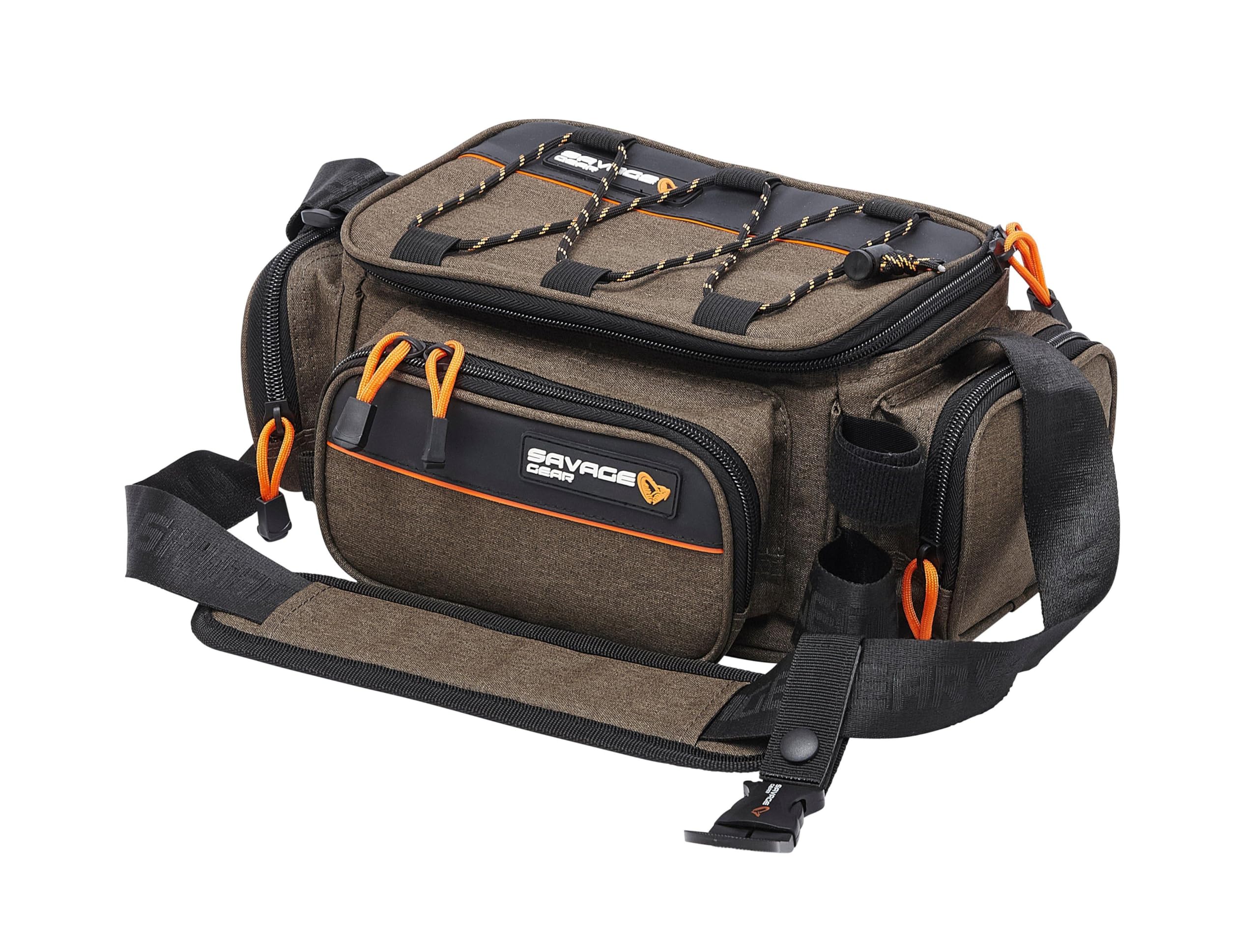 Savage Gear System Box Tasche - Leichte Umhängetasche für Mobile Angler - Inklusive 3 Köderboxen, ergonomischem