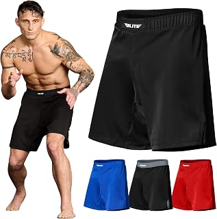 Elite Sports BJJ Shorts for Men No-Gi Jiu Jitsu Grappling, Muay Thai Shorts, Boxing, Kickboxing, MMA Fight Shorts Cage/UFC Training Shorts