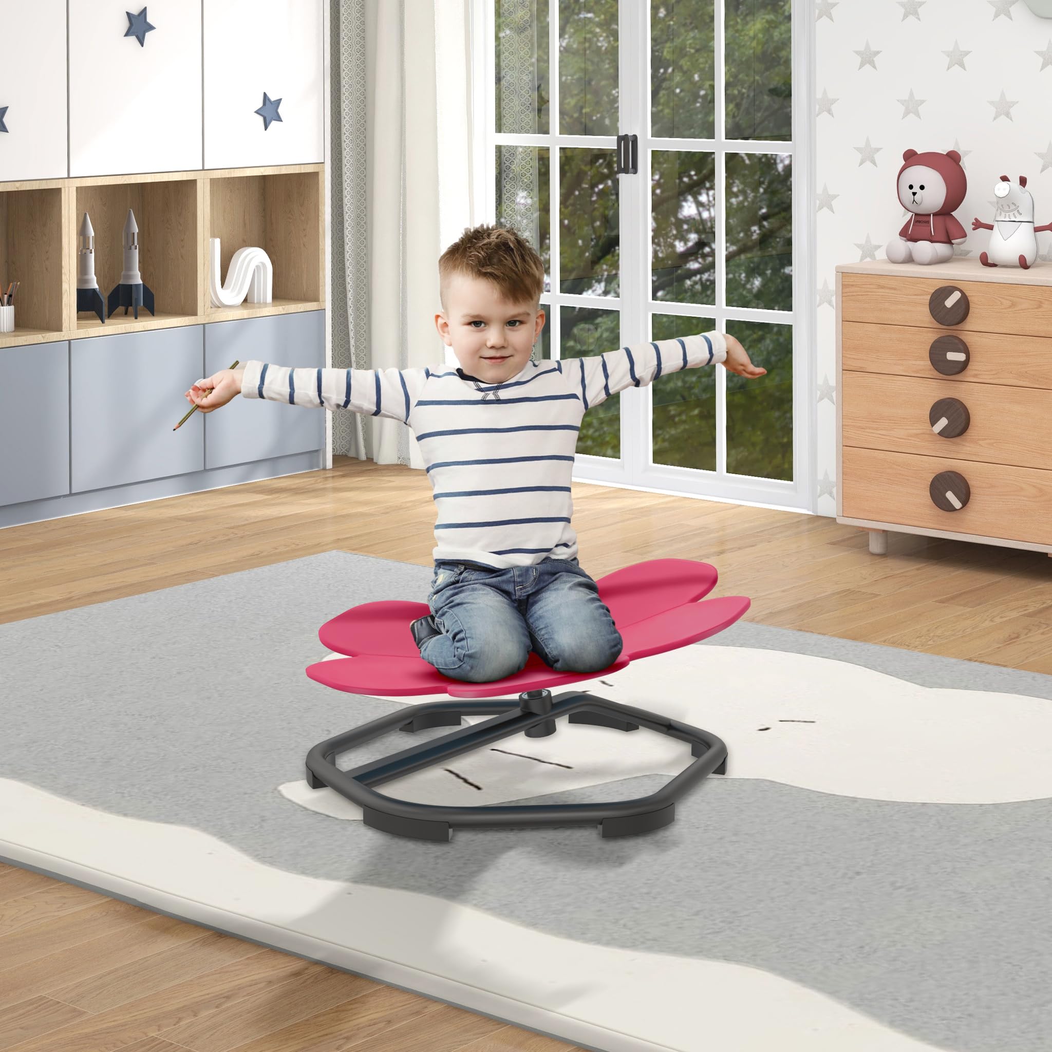 NAIZY Carrousel pour enfants - Chaise pivotante pour autisme sensoriel - Entraînement d'équilibre - Jouet sensoriel de coordination et d'équilibre - Pour enfants à partir de 3 à 9 ans