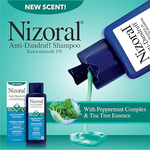 Miniatura 2 de Nizoral Champú anticaspa con 1% de ketoconazol, 14 onzas líquidas, aroma a menta y árbol de té, champú antihongos, para todo tipo de cabello